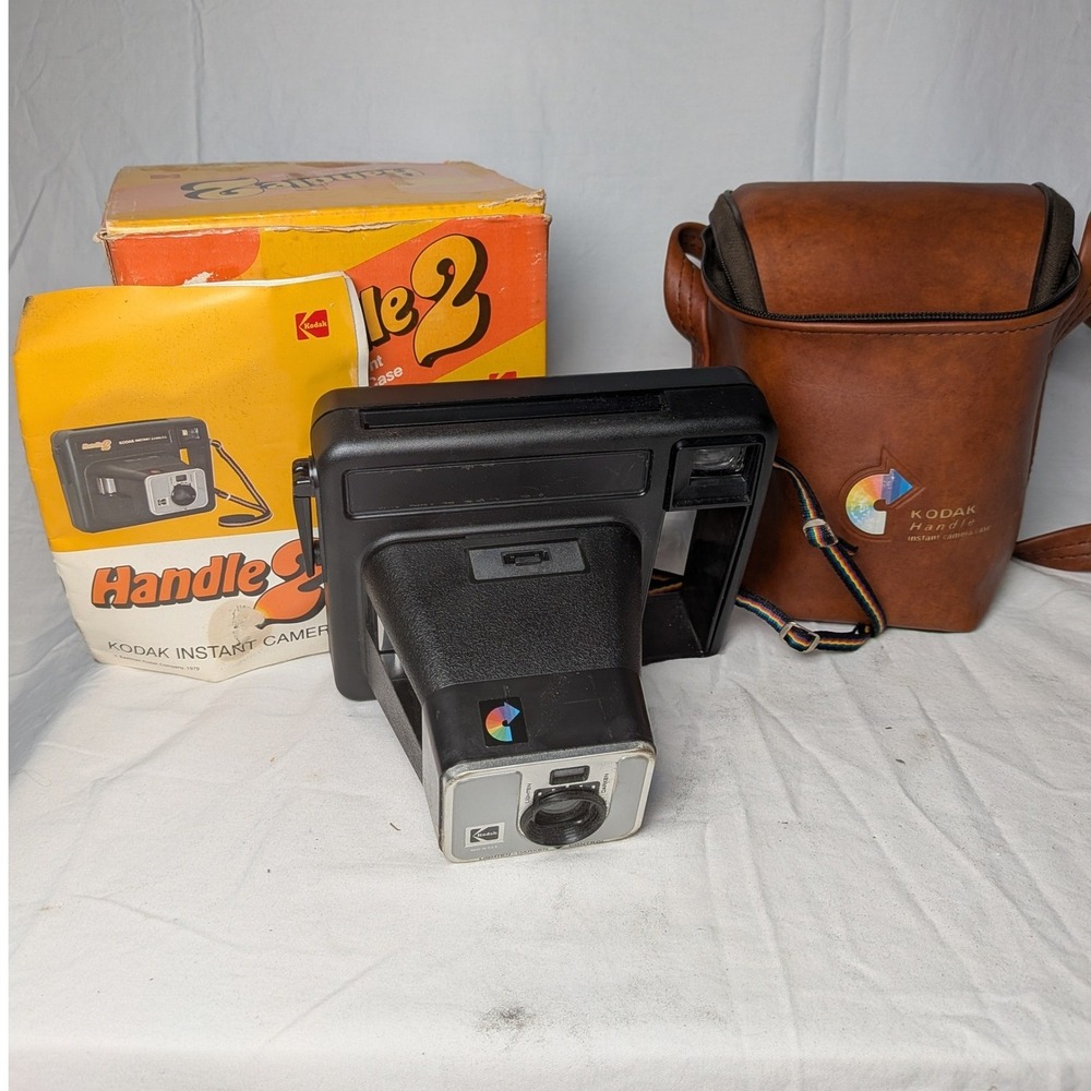 Kodak Handle 2‎ Instant Camera Vintage 1970s Retro with Case Box and Manual